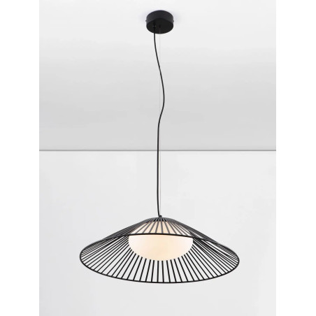 Czarna druciana lampa wisząca ze szklanym kloszem Bromo 61cm LED 3000K