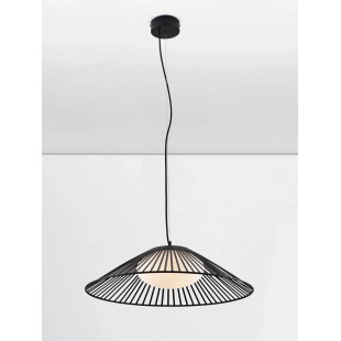 Czarna druciana lampa wisząca ze szklanym kloszem Bromo 61cm LED 3000K