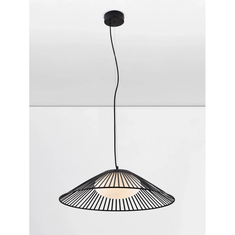 Czarna druciana lampa wisząca ze szklanym kloszem Bromo 61cm LED 3000K