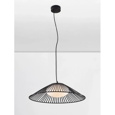 Czarna druciana lampa wisząca ze szklanym kloszem Bromo 61cm LED 3000K