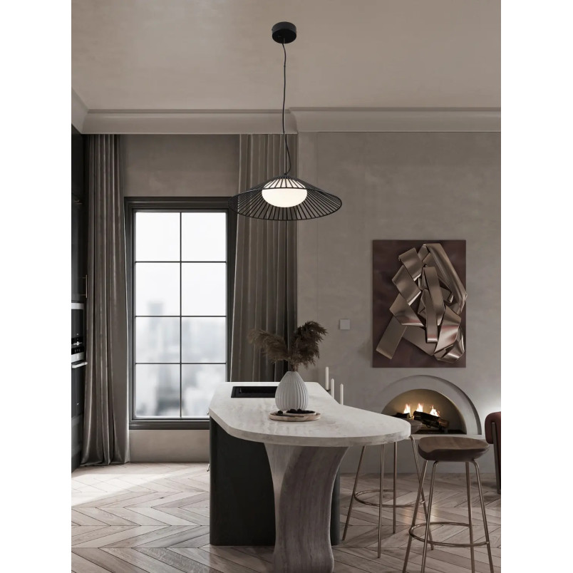 Czarna druciana lampa wisząca ze szklanym kloszem Bromo 50cm LED 3000K
