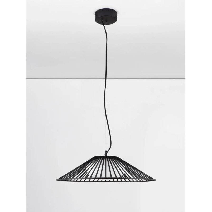 Czarna druciana lampa wisząca ze szklanym kloszem Bromo 50cm LED 3000K