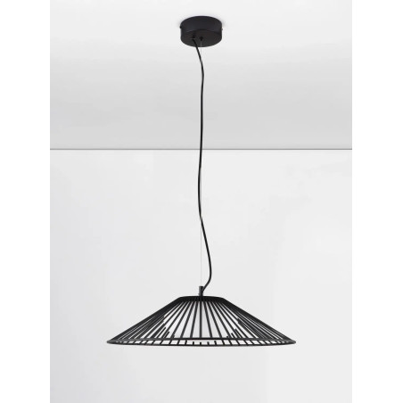 Czarna druciana lampa wisząca ze szklanym kloszem Bromo 50cm LED 3000K