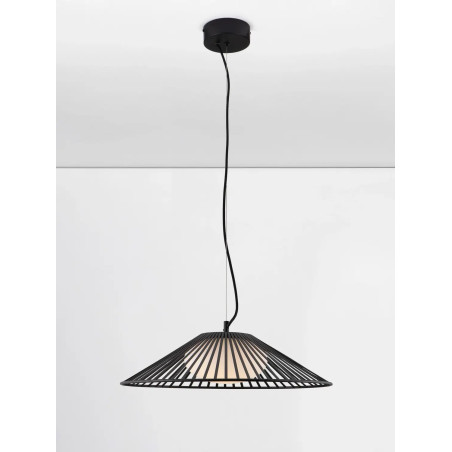 Czarna druciana lampa wisząca ze szklanym kloszem Bromo 50cm LED 3000K