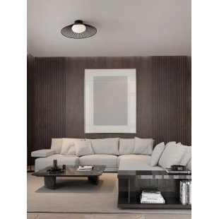 Czarny druciany plafon ze szklanym kloszem Bromo 50cm LED 3000K