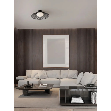 Czarny druciany plafon ze szklanym kloszem Bromo 50cm LED 3000K
