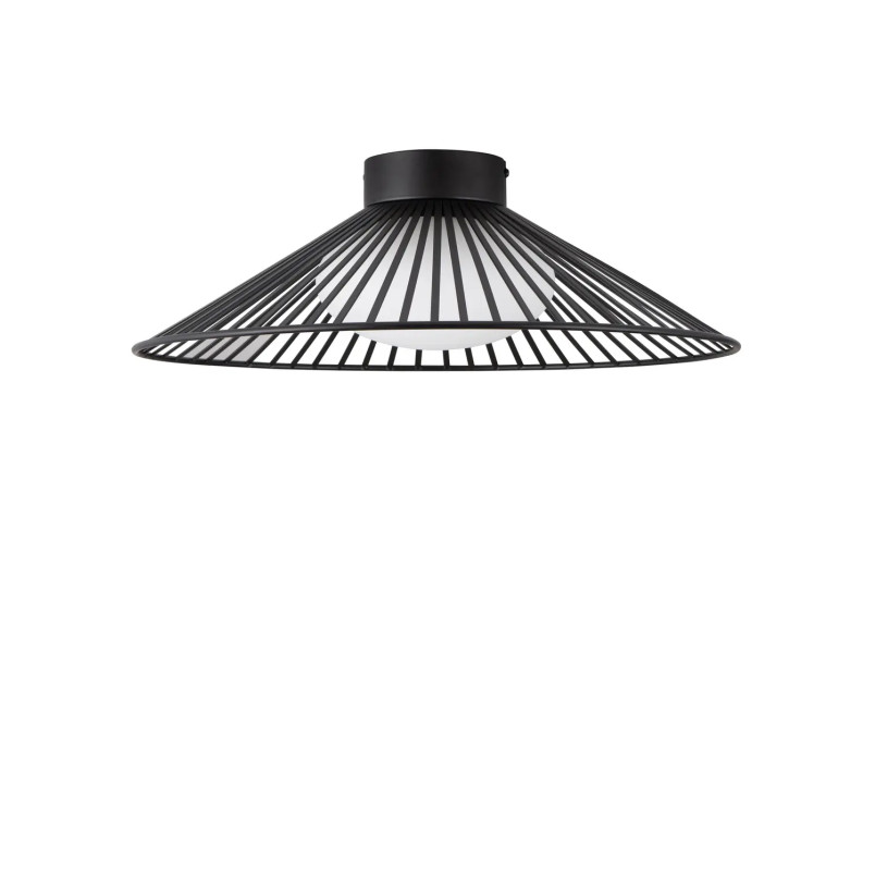 Czarny druciany plafon ze szklanym kloszem Bromo 50cm LED 3000K