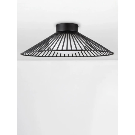 Czarny druciany plafon ze szklanym kloszem Bromo 50cm LED 3000K