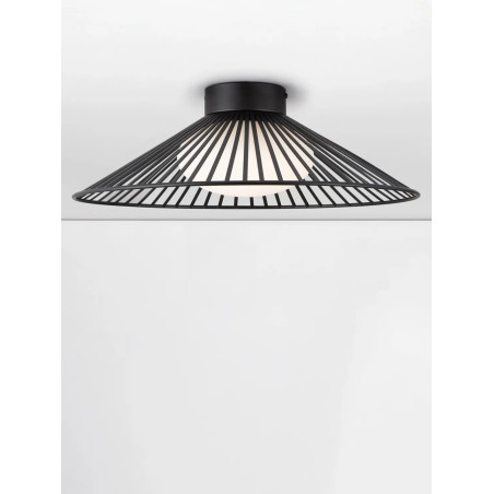 Czarny druciany plafon ze szklanym kloszem Bromo 50cm LED 3000K