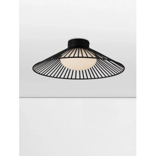Czarny druciany plafon ze szklanym kloszem Bromo 50cm LED 3000K