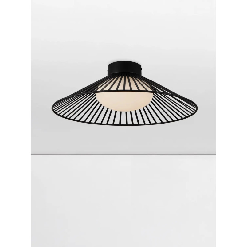 Czarny druciany plafon ze szklanym kloszem Bromo 50cm LED 3000K