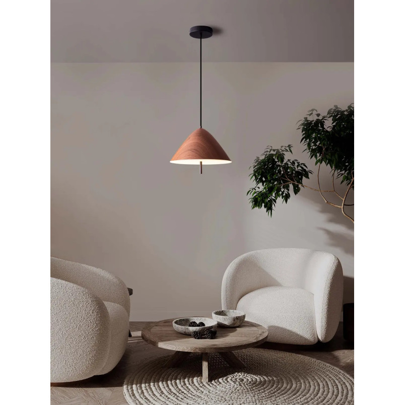 Lampa wisząca stożek modern Conos LED 3000K 40cm ciemne drewno