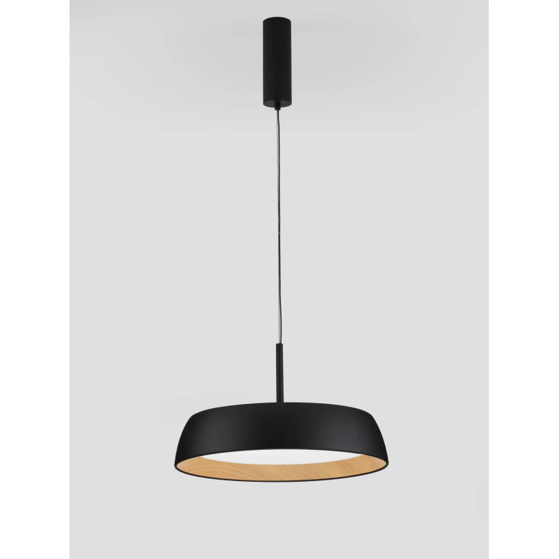 Lampa wisząca skandynawska ze ściemniaczem triac Atabal 45cm LED 3000K czarny / drewno