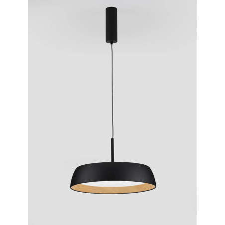 Lampa wisząca skandynawska ze ściemniaczem triac Atabal 45cm LED 3000K czarny / drewno