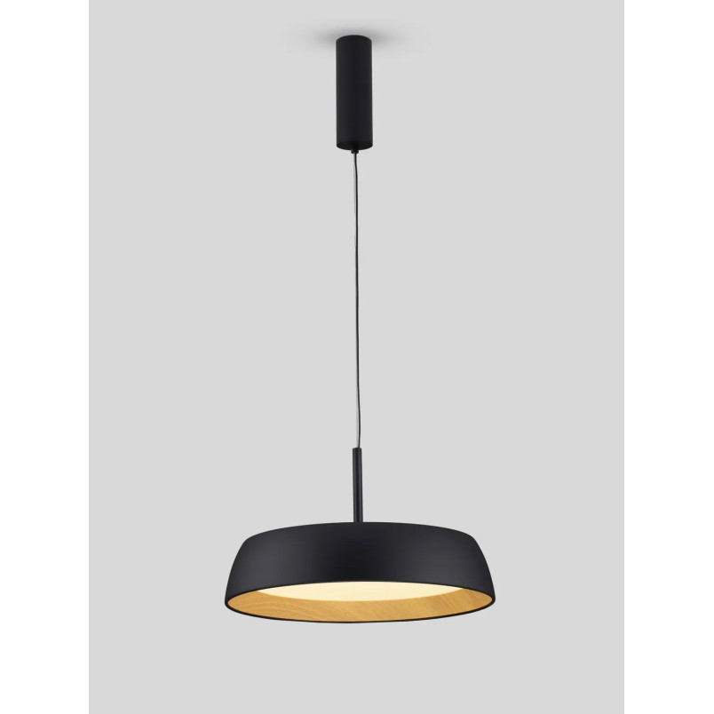 Lampa wisząca skandynawska ze ściemniaczem triac Atabal 45cm LED 3000K czarny / drewno