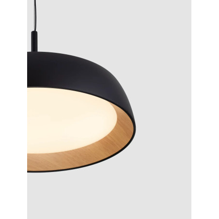 Lampa wisząca skandynawska ze ściemniaczem triac Atabal 45cm LED 3000K czarny / drewno