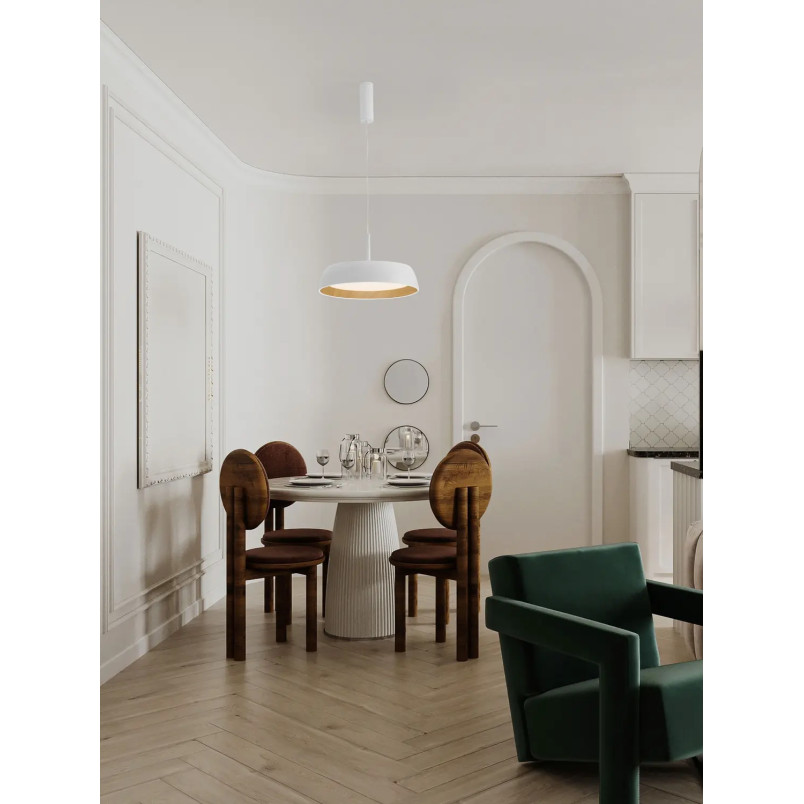 Lampa wisząca skandynawska ze ściemniaczem triac Atabal 45cm LED 3000K biały / drewno