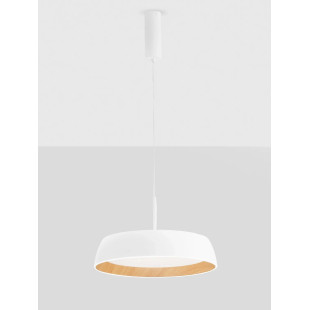 Lampa wisząca skandynawska ze ściemniaczem triac Atabal 45cm LED 3000K biały / drewno