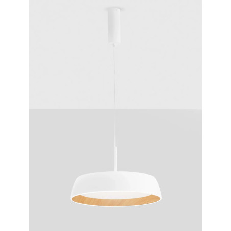 Lampa wisząca skandynawska ze ściemniaczem triac Atabal 45cm LED 3000K biały / drewno