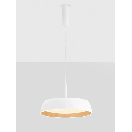 Lampa wisząca skandynawska ze ściemniaczem triac Atabal 45cm LED 3000K biały / drewno