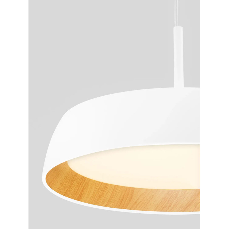 Lampa wisząca skandynawska ze ściemniaczem triac Atabal 45cm LED 3000K biały / drewno