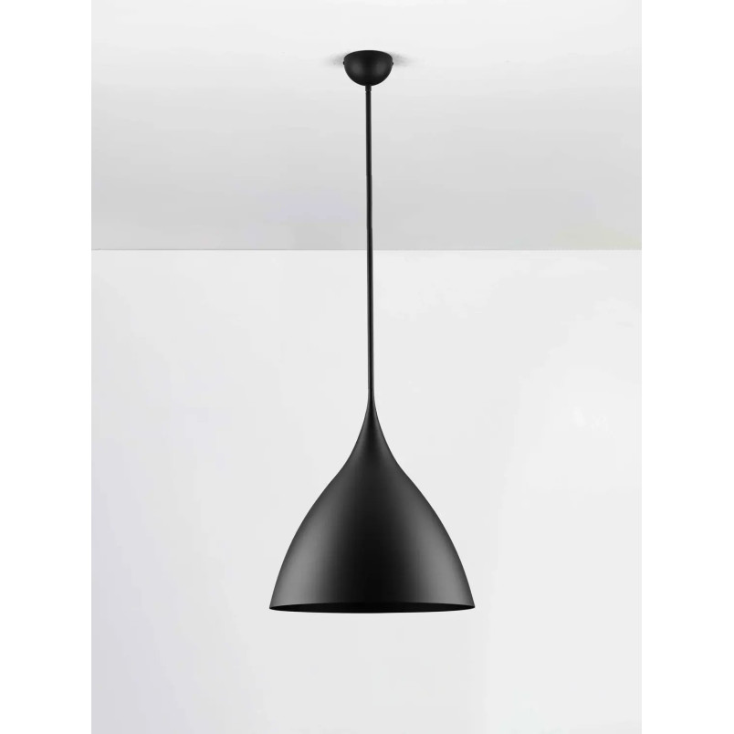 Lampa wisząca metalowa - stożek Morge 46cm czarna