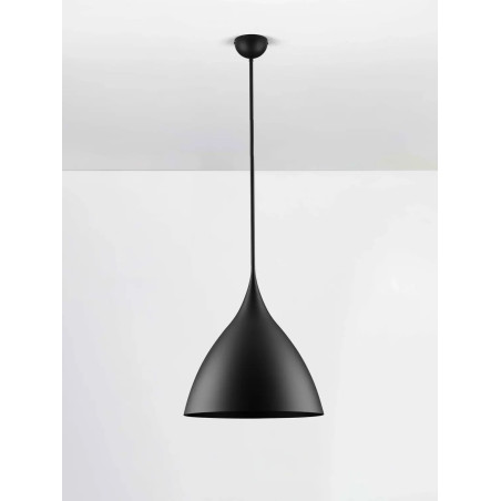 Lampa wisząca metalowa - stożek Morge 46cm czarna