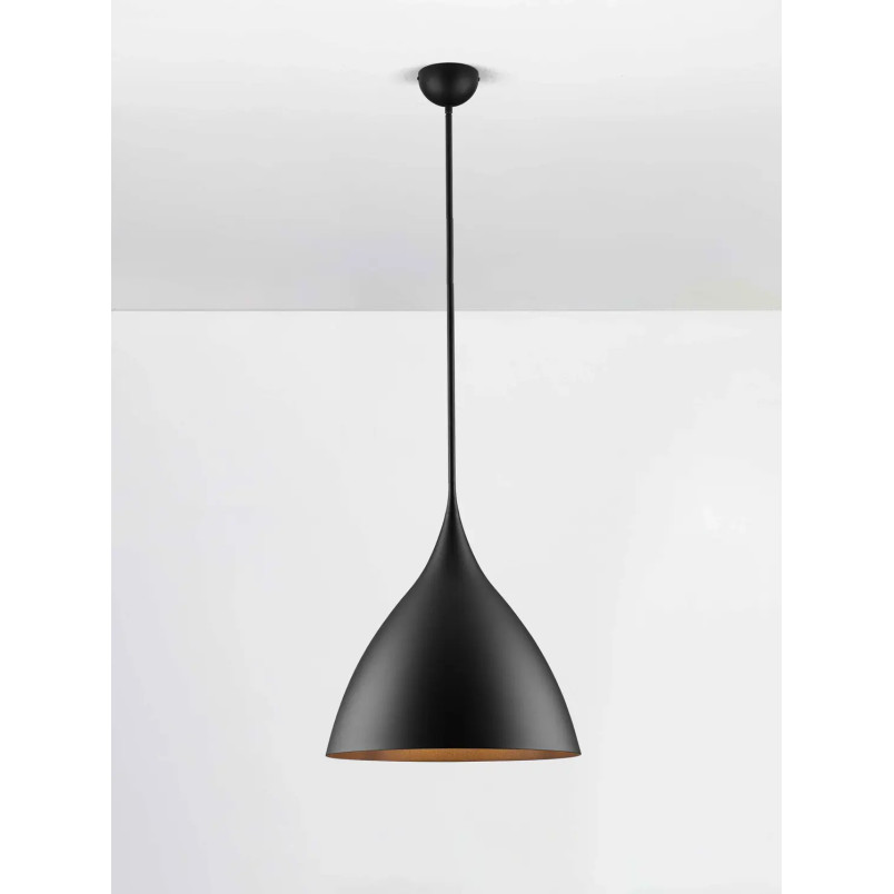 Lampa wisząca metalowa - stożek Morge 46cm czarna