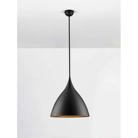Lampa wisząca metalowa - stożek Morge 46cm czarna