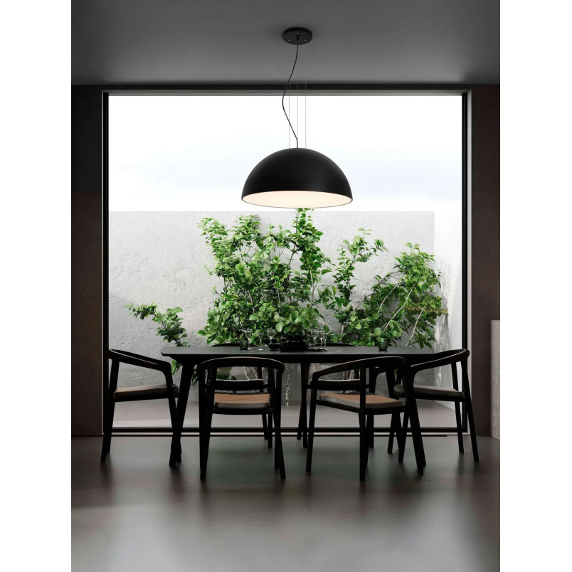 Duża lampa wisząca w kształcie półkuli Bonne 70cm czarna