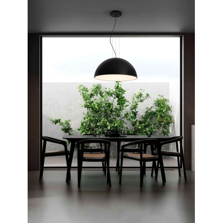 Duża lampa wisząca w kształcie półkuli Bonne 70cm czarna