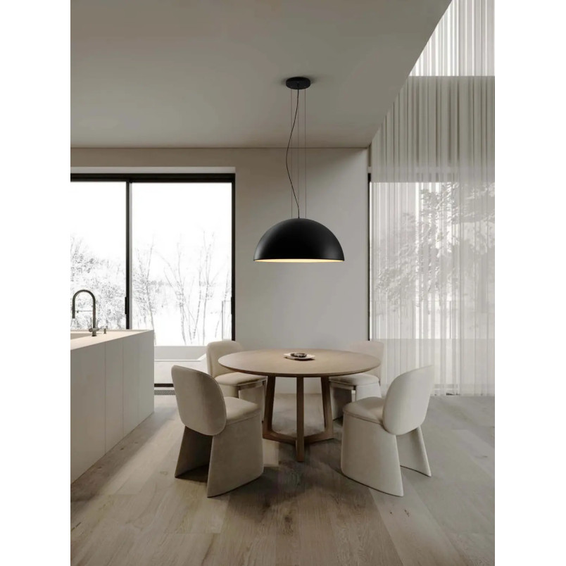 Duża lampa wisząca w kształcie półkuli Bonne 70cm czarna
