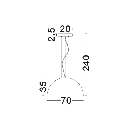 Duża lampa wisząca w kształcie półkuli Bonne 70cm czarna