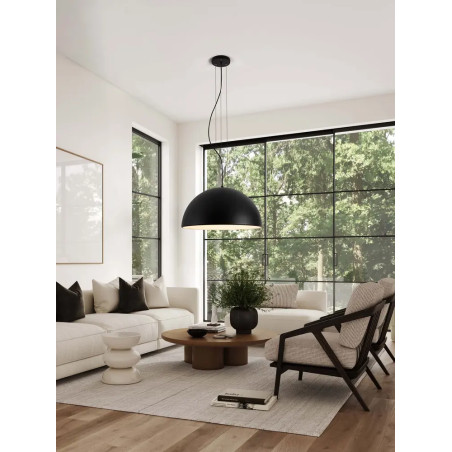 Duża lampa wisząca w kształcie półkuli Bonne 60cm czarna