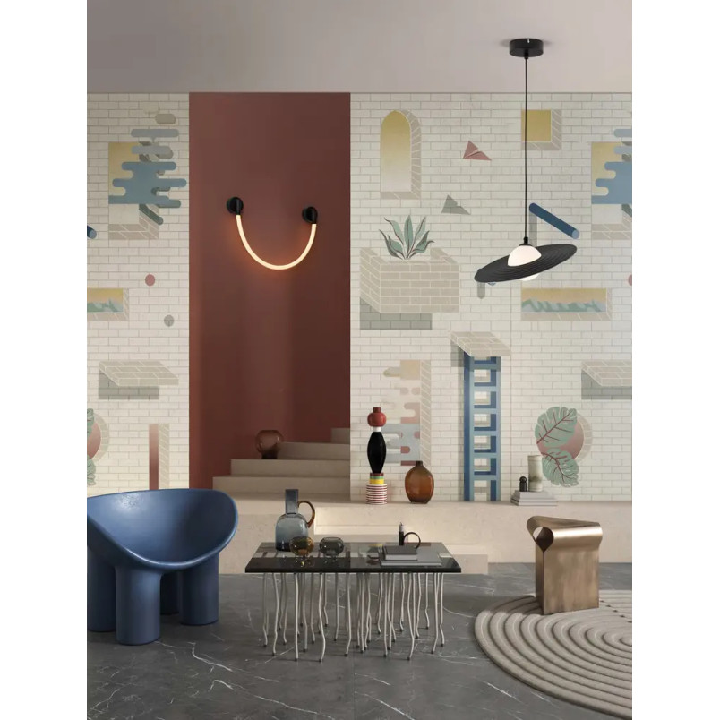 Lampa wisząca kula z płaskim dekoracyjnym kloszem Ball Flat 30cm biało-czarna