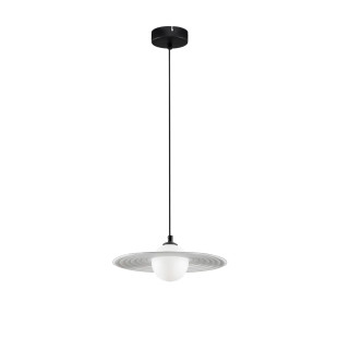 Lampa wisząca kula z płaskim dekoracyjnym kloszem Ball Flat 30cm biało-czarna