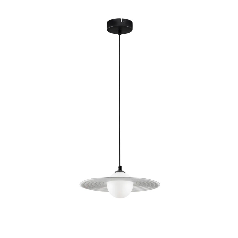 Lampa wisząca kula z płaskim dekoracyjnym kloszem Ball Flat 30cm biało-czarna