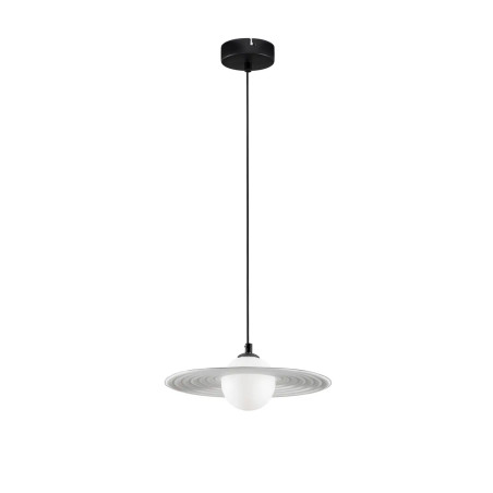 Lampa wisząca kula z płaskim dekoracyjnym kloszem Ball Flat 30cm biało-czarna
