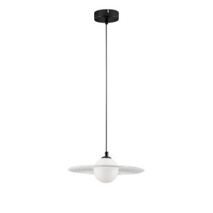 Lampa wisząca kula z płaskim dekoracyjnym kloszem Ball Flat 30cm biało-czarna