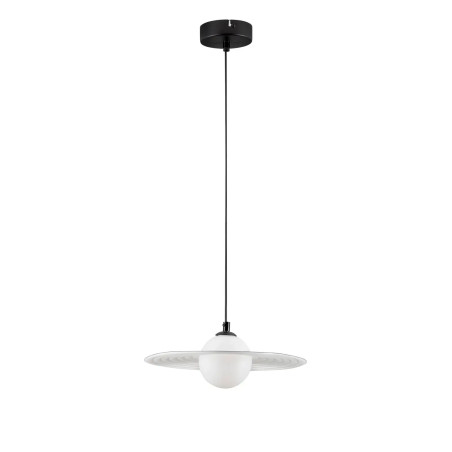 Lampa wisząca kula z płaskim dekoracyjnym kloszem Ball Flat 30cm biało-czarna
