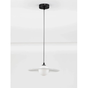 Lampa wisząca kula z płaskim dekoracyjnym kloszem Ball Flat 30cm biało-czarna