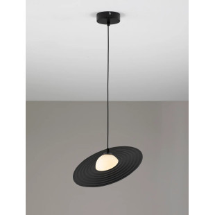 Lampa wisząca kula z płaskim dekoracyjnym kloszem Ball Flat 30cm biało-czarna