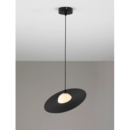 Lampa wisząca kula z płaskim dekoracyjnym kloszem Ball Flat 30cm biało-czarna
