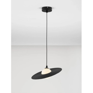 Lampa wisząca kula z płaskim dekoracyjnym kloszem Ball Flat 30cm biało-czarna