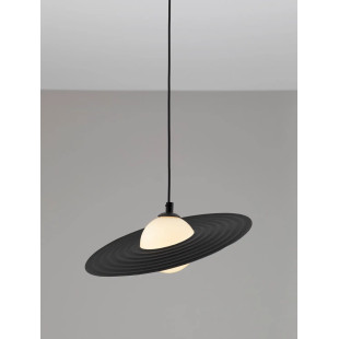 Lampa wisząca kula z płaskim dekoracyjnym kloszem Ball Flat 30cm biało-czarna