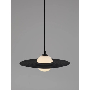 Lampa wisząca kula z płaskim dekoracyjnym kloszem Ball Flat 30cm biało-czarna