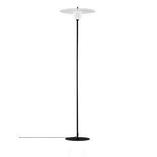 Lampa podłogowa kula z płaskim dekoracyjnym kloszem Ball Flat 162cm biało-czarna