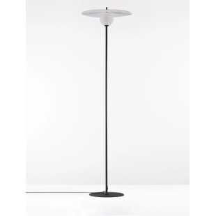 Lampa podłogowa kula z płaskim dekoracyjnym kloszem Ball Flat 162cm biało-czarna