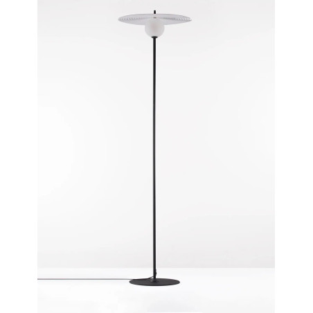 Lampa podłogowa kula z płaskim dekoracyjnym kloszem Ball Flat 162cm biało-czarna
