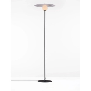 Lampa podłogowa kula z płaskim dekoracyjnym kloszem Ball Flat 162cm biało-czarna